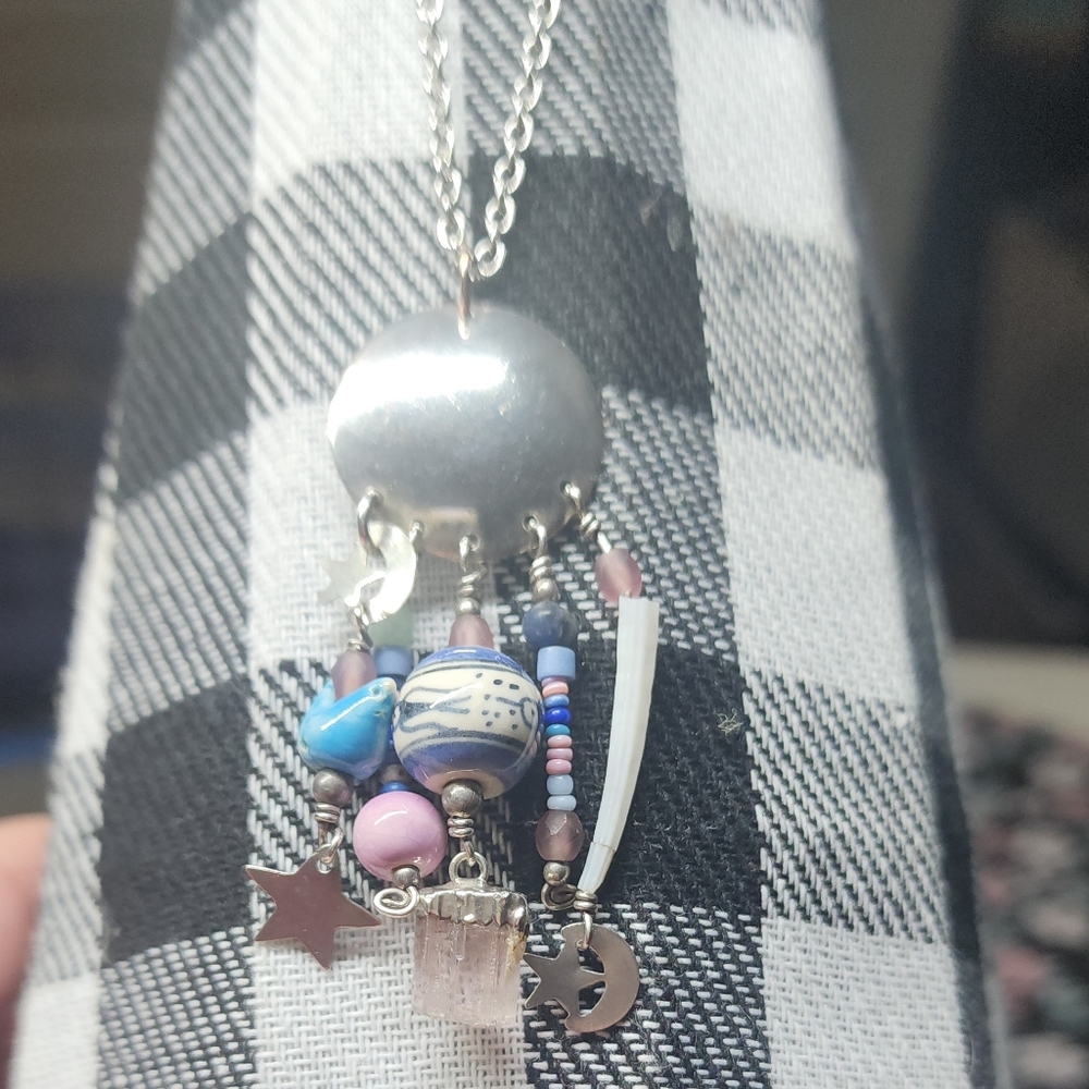 Silver and Blue Charm Necklace